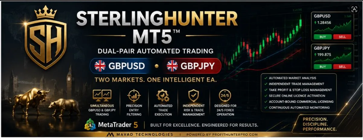 SterlingHunter MT5 dual-pair automated trading system for GBPUSD and GBPJPY
